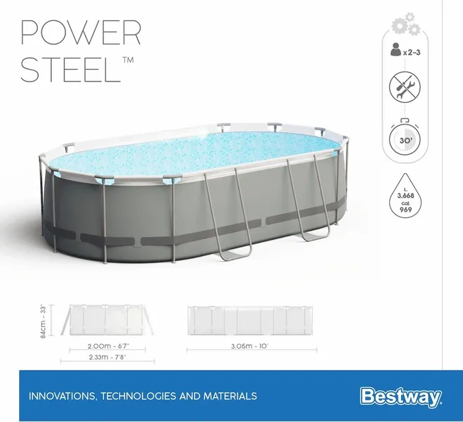 Bestway Power Steel Oval Zwembad - 305 X 200 X 84 Cm - Met Filterpomp En Accessoires 9 Bestway Power Steel Oval Zwembad - 305 X 200 X 84 Cm - Met Filterpomp En Accessoires - Afbeelding 9