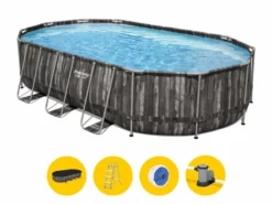 Bestway Power Steel Oval Zwembad - 610 X 366 X 122 Cm - Met Filterpomp En Accessoires -zwembad benodigdheden winkel bestway power steel oval zwembad 610 x 366 x 122 cm met filterpomp en accessoires